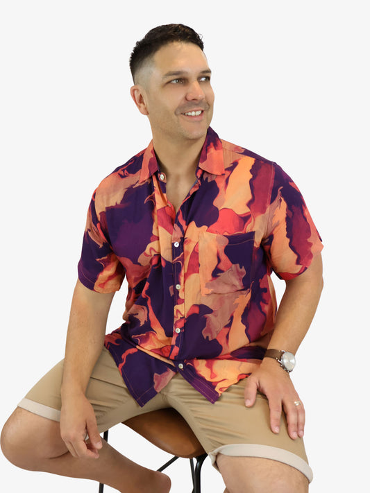 Coral Chrome Short Sleeve Party Shirt - Mr Palm