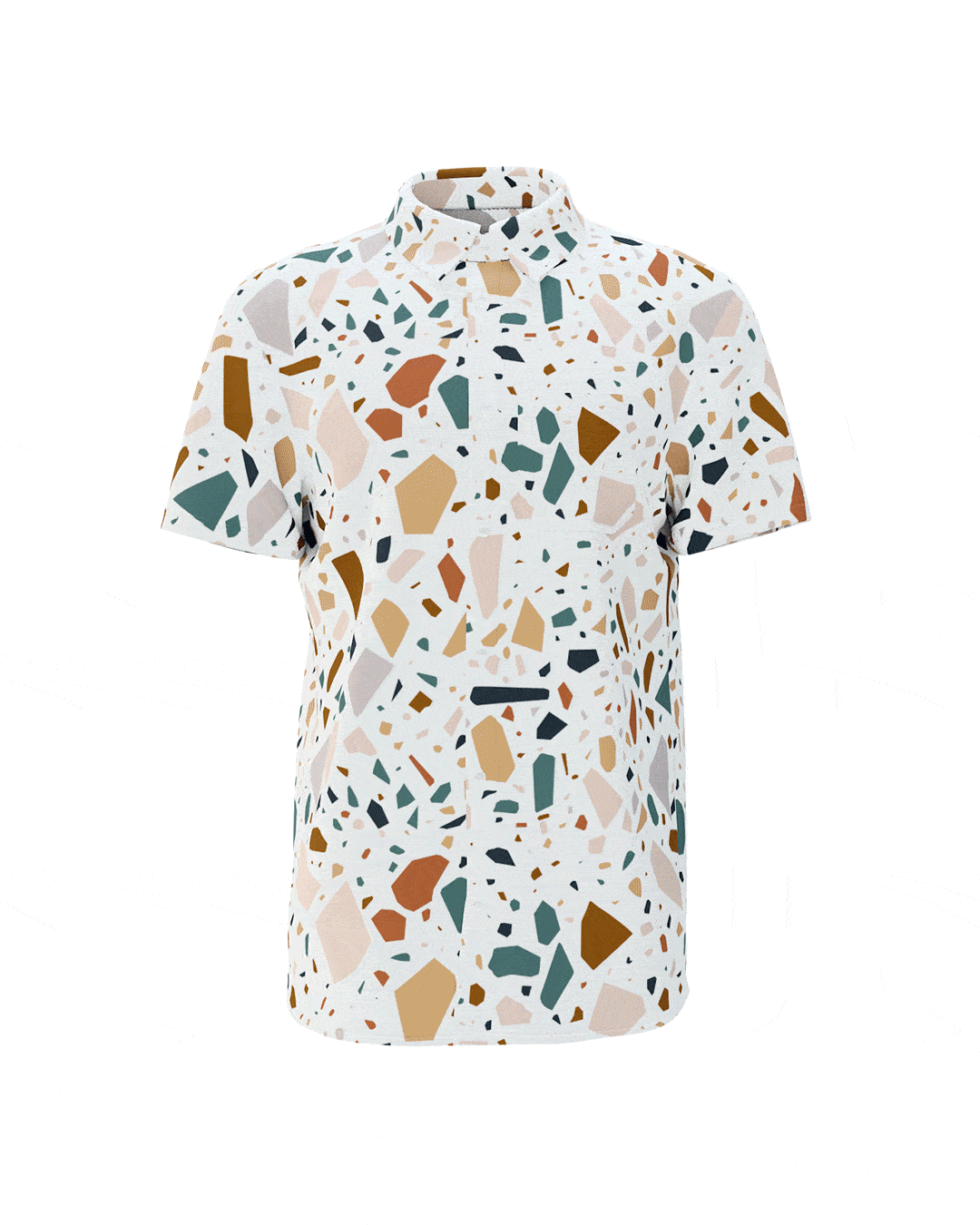 Terrazo Mens Button Front Shirt short sleeve rayon soft by Mr Palm