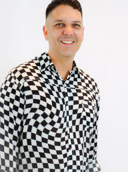 Checkered Long Sleeve Party Shirt