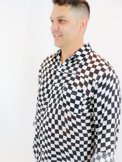 Checkered Long Sleeve Party Shirt