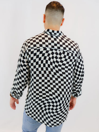 Checkered Long Sleeve Party Shirt