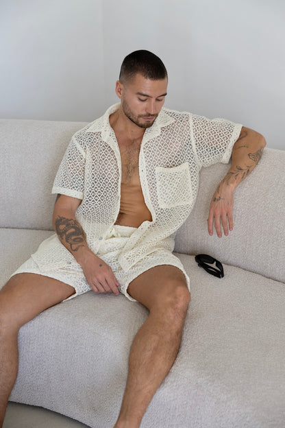 Men's Crochet Knit Shirt