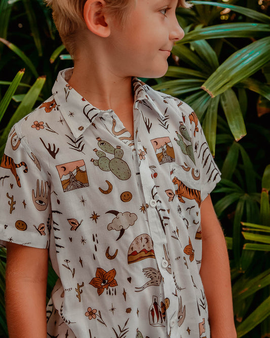 Mr Palm Boys Kids Toddler button up shirt boheme party shirt -5