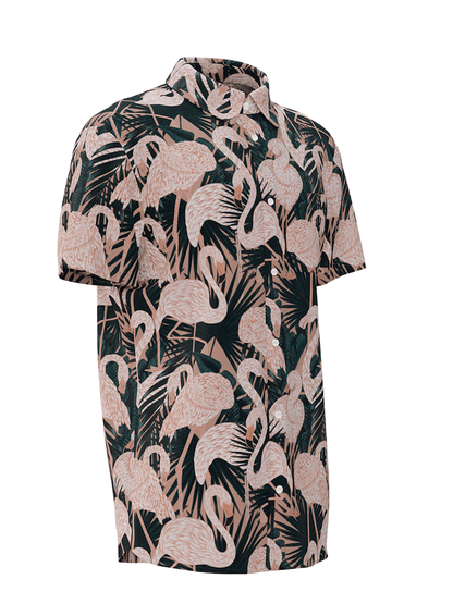 Retro Hawaiian Mens Party Shirts Flamingo mens button down shirt by Mr Palm