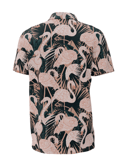 Retro Hawaiian Mens Party Shirts Flamingo mens button down shirt by Mr Palm