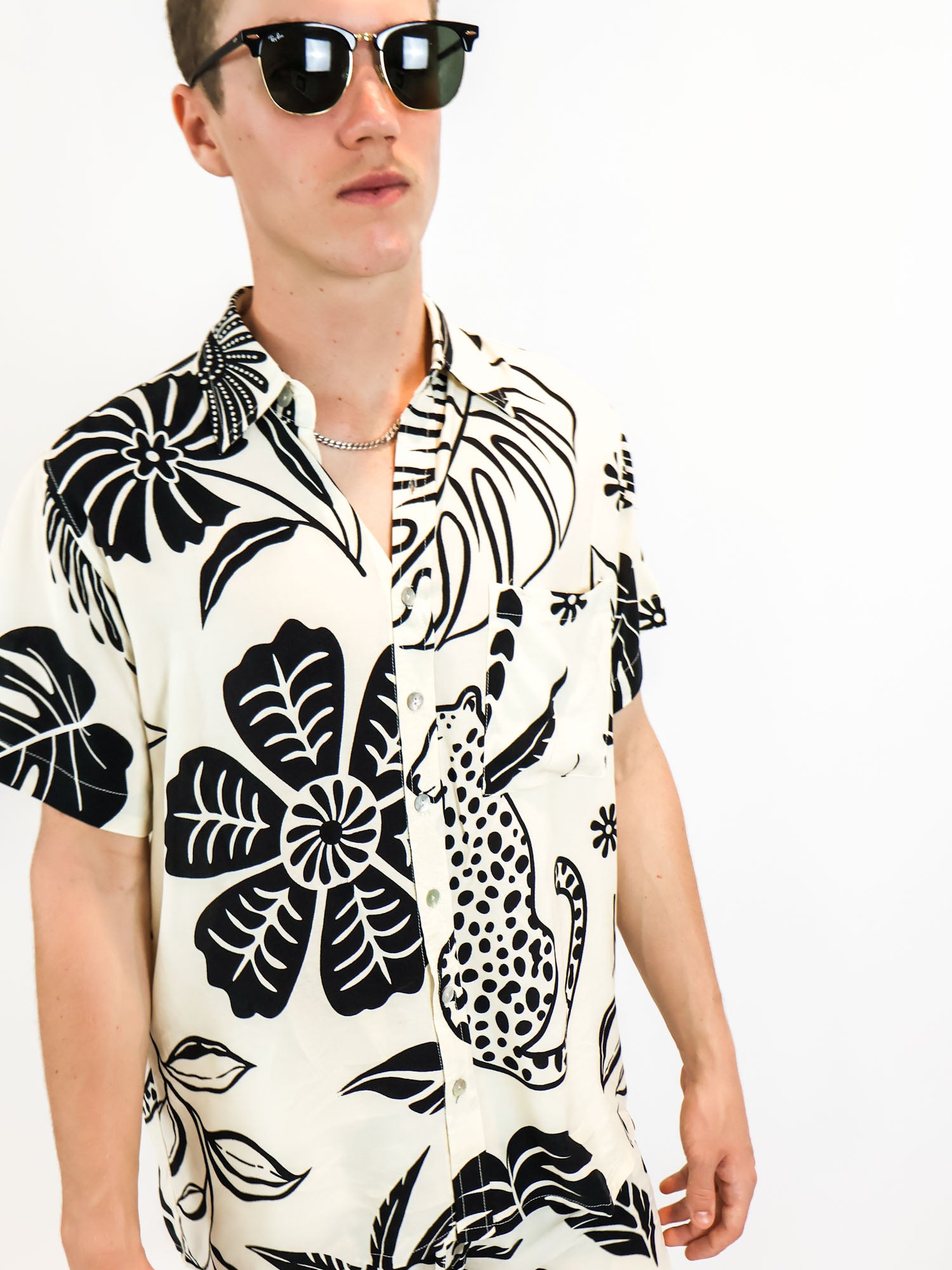 Santiago mens party shirt cheetah print