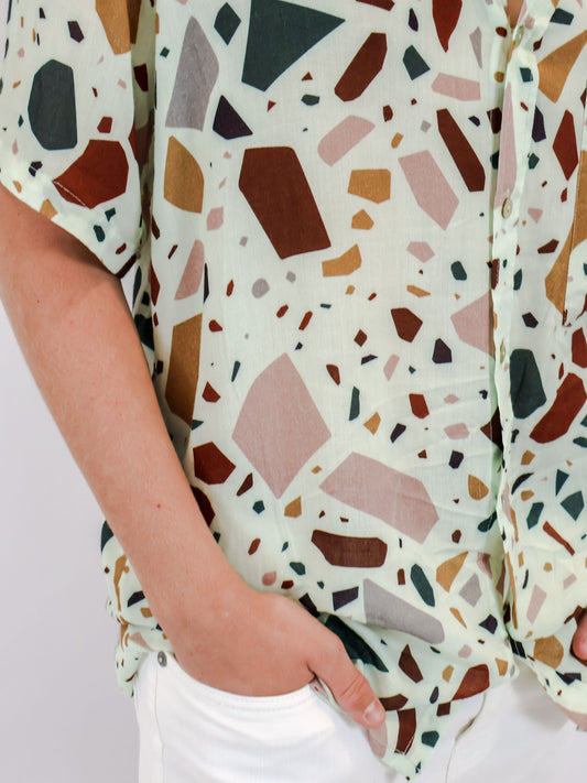 Terrazzo Short Sleeve Party Shirt