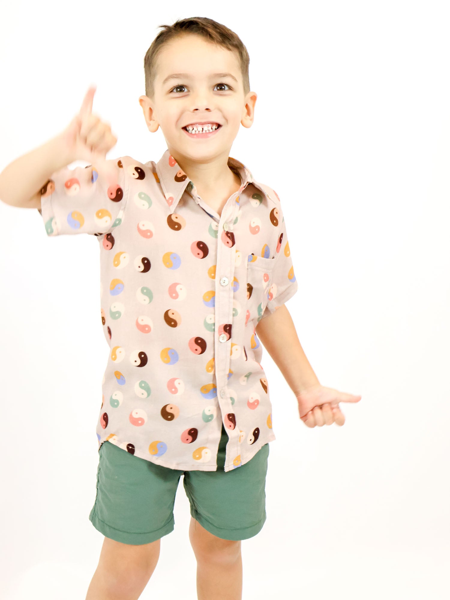 Boys button up ying yang shirt