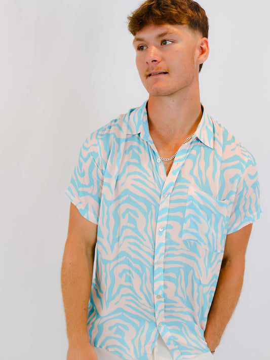 Zebra Swirl Short Sleeve Party Shirt - Mr Palm